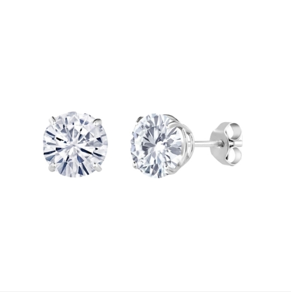 CERTIFIED 14k White Gold 2.ct Diamond Stud Earrings Moissanite Charles Colvard - Picture 2 of 6